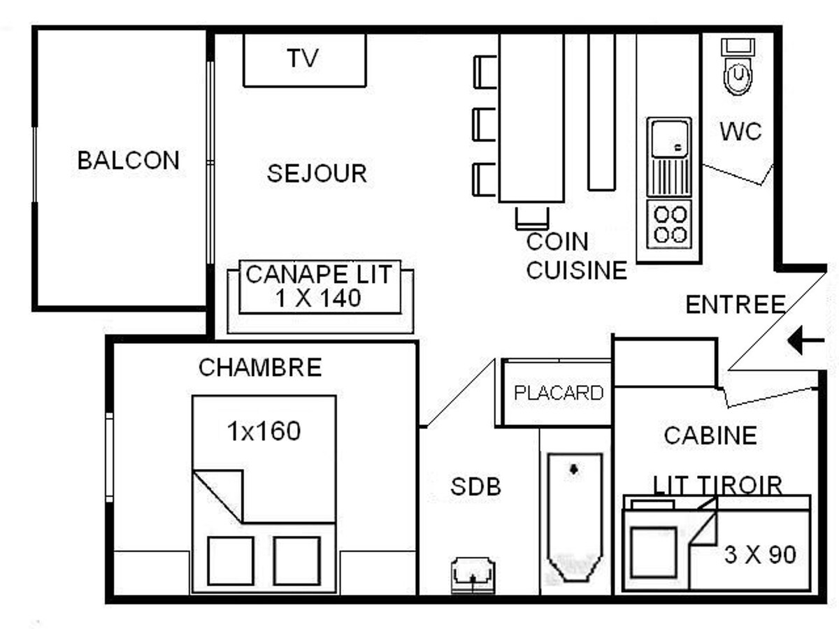 Les Saisies公寓， 1间卧室， 7人。